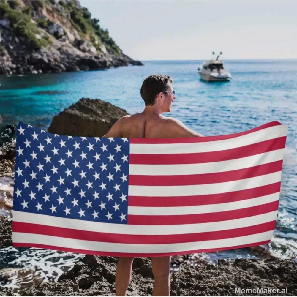 🇺🇸 2 - XL American Flag Beach Towel XL 31.4” x 71.5” Microfiber